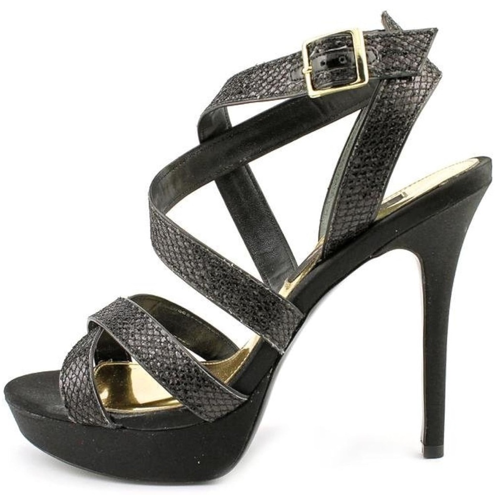 Nina- Jacalyn Black Glitter Platform Stiletto size 6. worn once